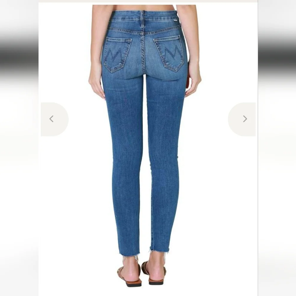 MOTHER Skinny Jeans in Medium Blue Denim - Picture 2 of 6